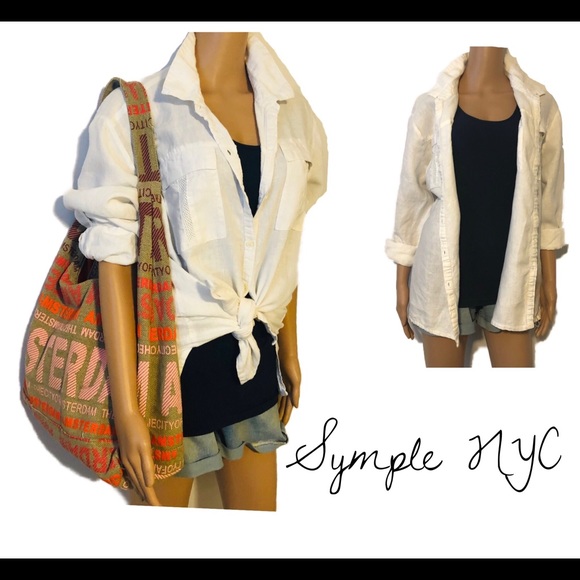 Symple NYC Tops - Symple NYC Linen Blouse White XL
